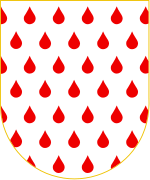 En plata Goteado de sangre (gules).