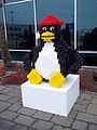 Tux Megablocks sculpture